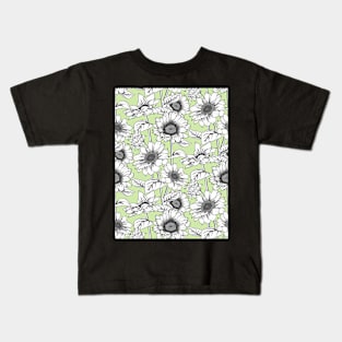 Sunflowers Line Art Pattern Kids T-Shirt